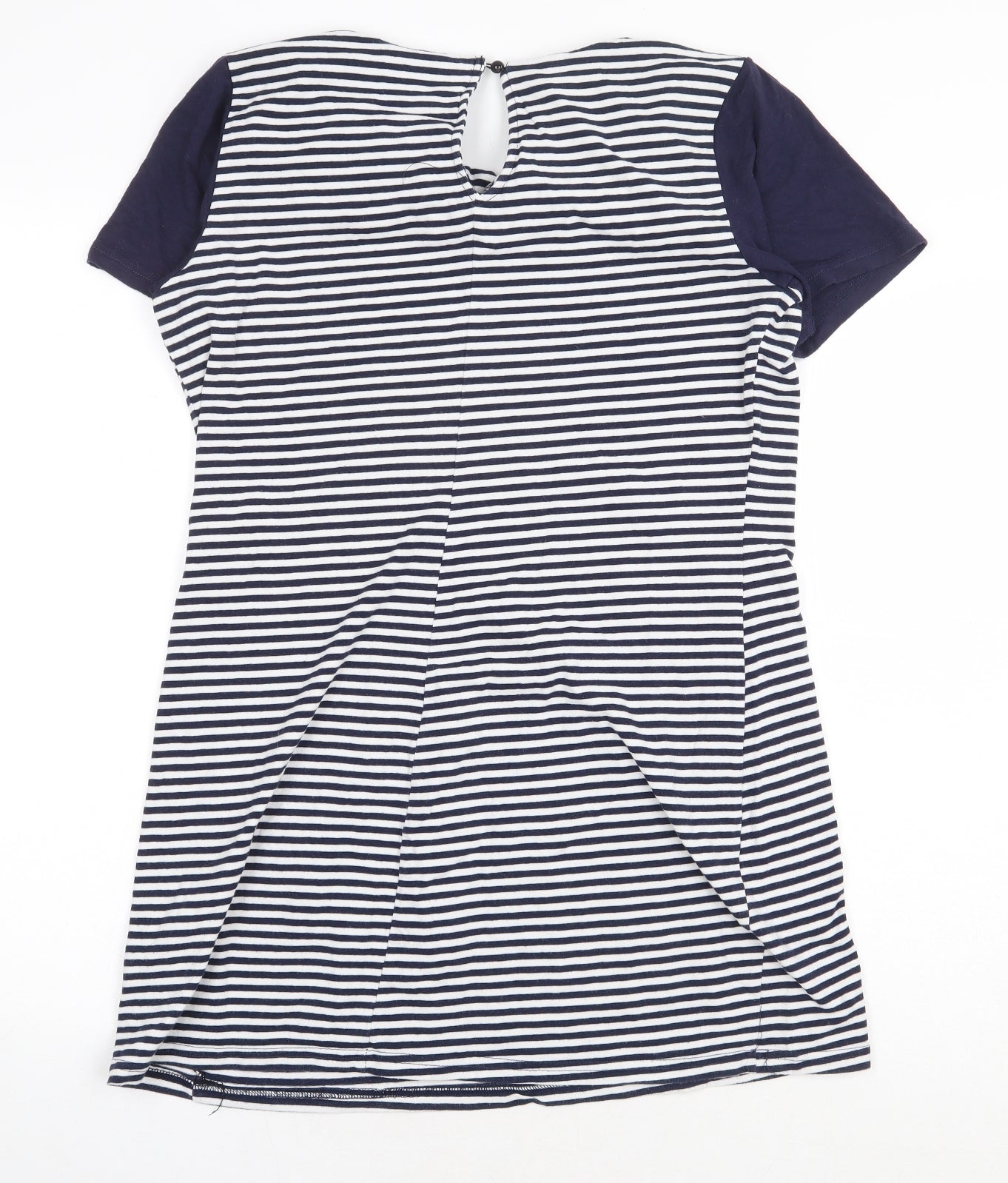 Cameo Rose Womens White Striped Cotton T-Shirt Dress Size M Round Neck Button