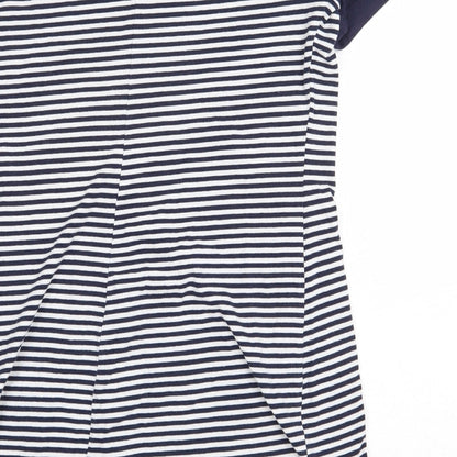 Cameo Rose Womens White Striped Cotton T-Shirt Dress Size M Round Neck Button