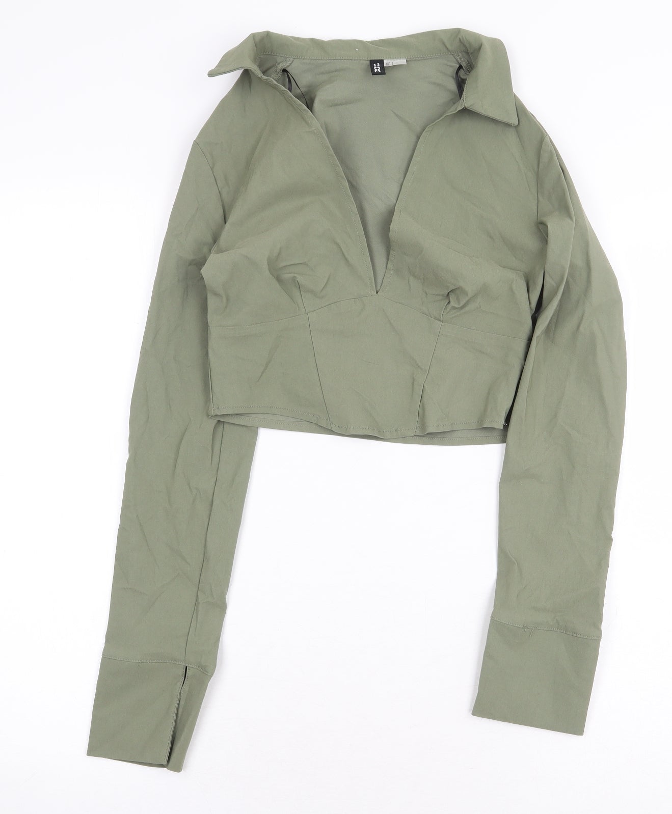 Womens UK Size S H&M Green Cropped Blouse