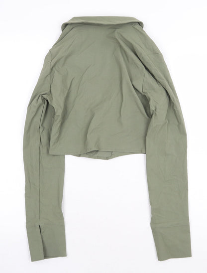 Womens UK Size S H&M Green Cropped Blouse