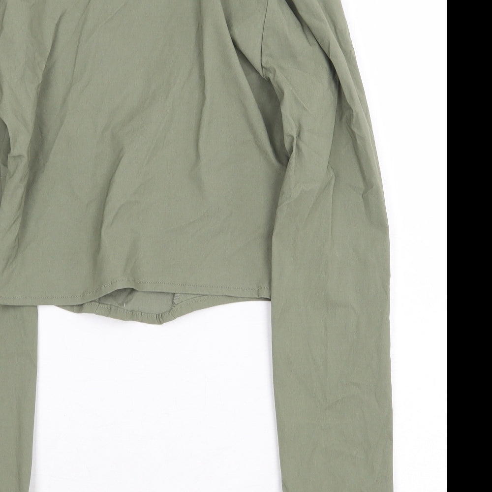 Womens UK Size S H&M Green Cropped Blouse