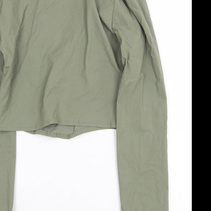 Womens UK Size S H&M Green Cropped Blouse