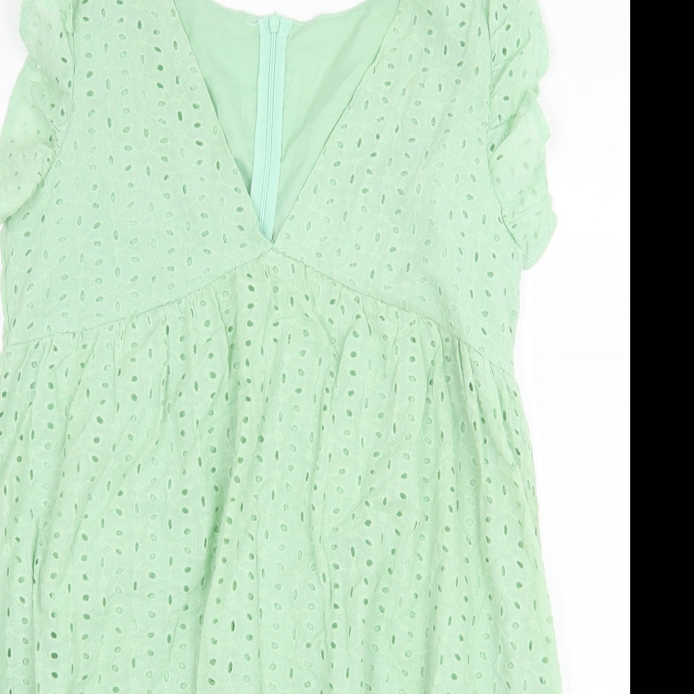 Womens UK Size M Preworn Green Basic Blouse