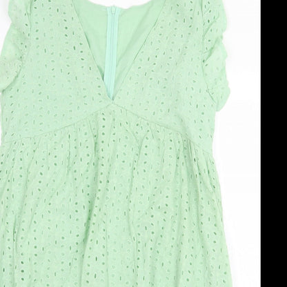 Womens UK Size M Preworn Green Basic Blouse