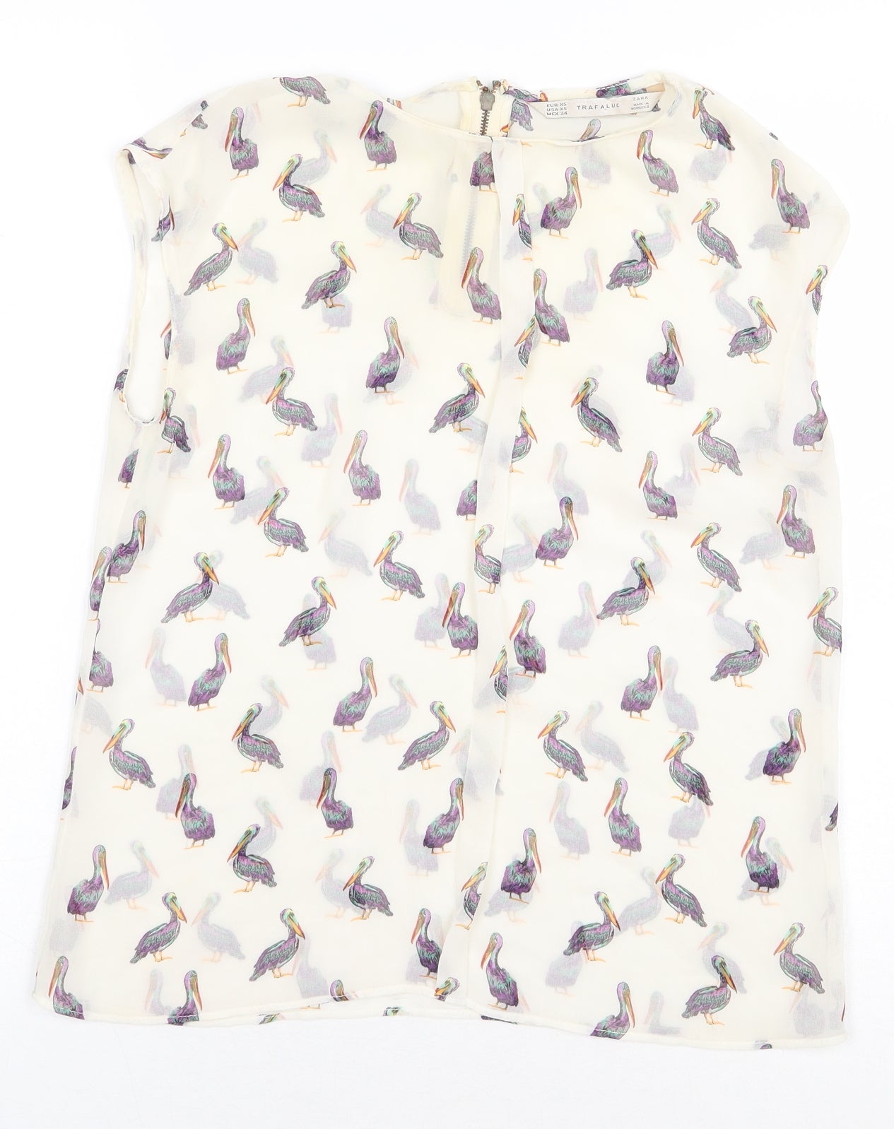 Womens UK Size XS Zara Beige Basic Blouse