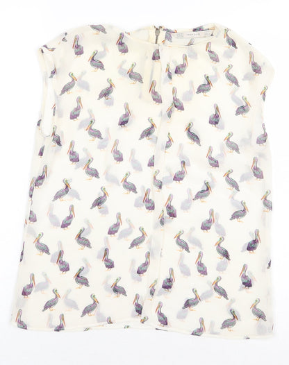 Womens UK Size XS Zara Beige Basic Blouse
