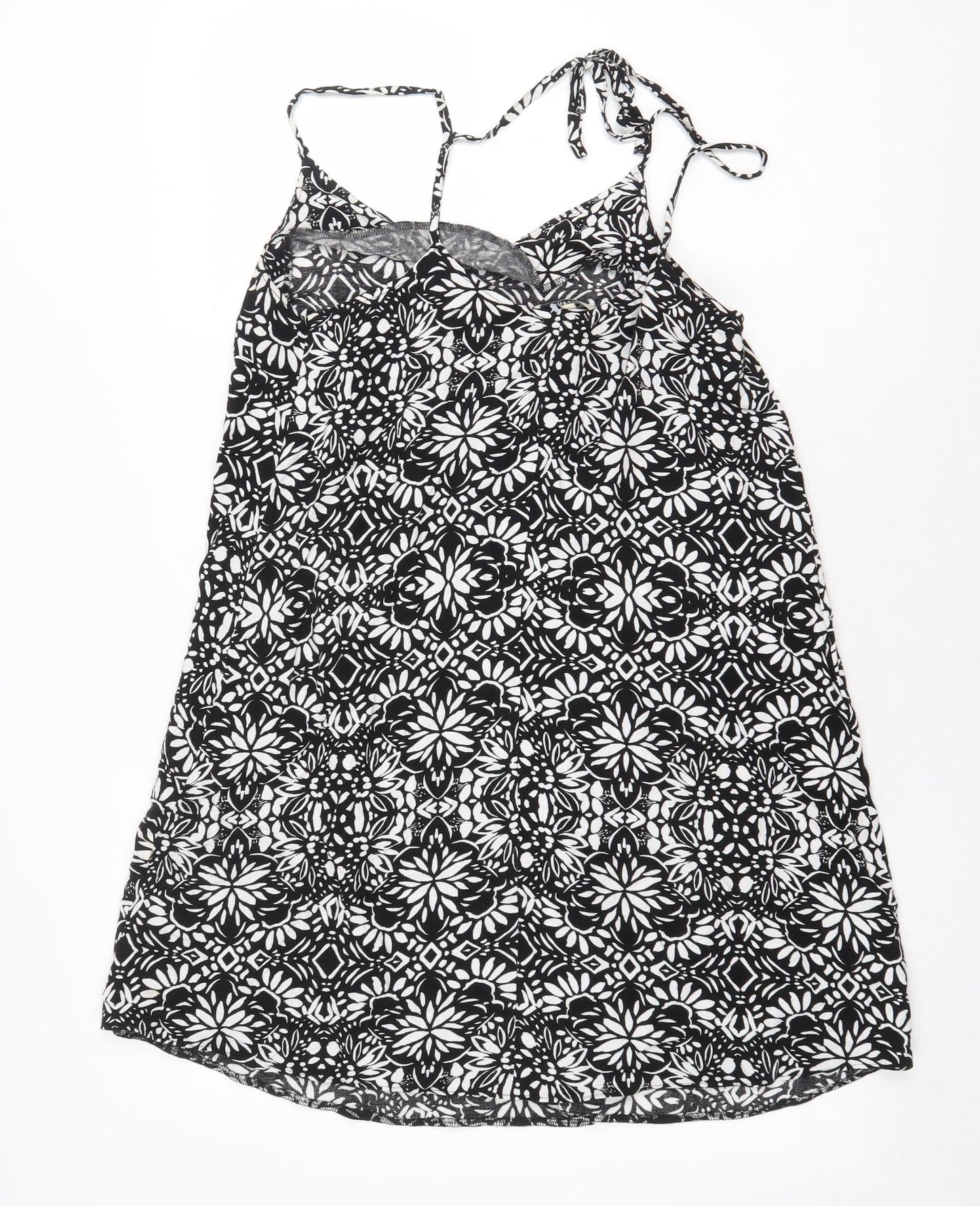 Papaya Womens Black Floral Viscose Tunic Tank Size 10 Scoop Neck - Racerback