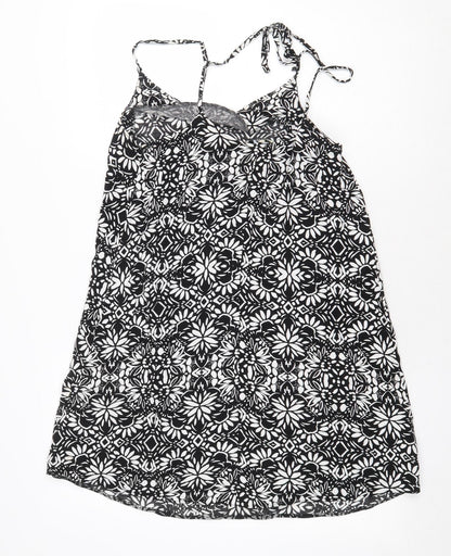 Papaya Womens Black Floral Viscose Tunic Tank Size 10 Scoop Neck - Racerback