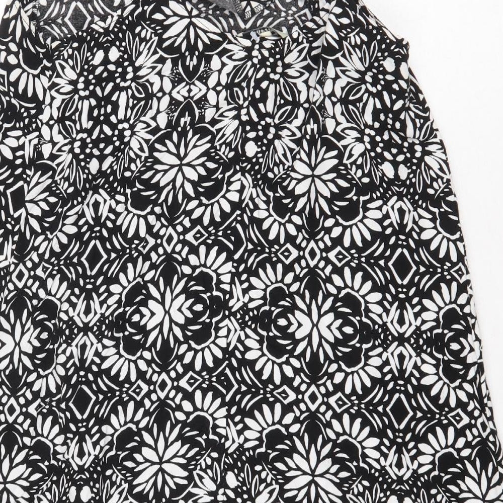 Papaya Womens Black Floral Viscose Tunic Tank Size 10 Scoop Neck - Racerback