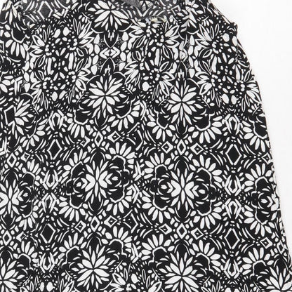 Papaya Womens Black Floral Viscose Tunic Tank Size 10 Scoop Neck - Racerback