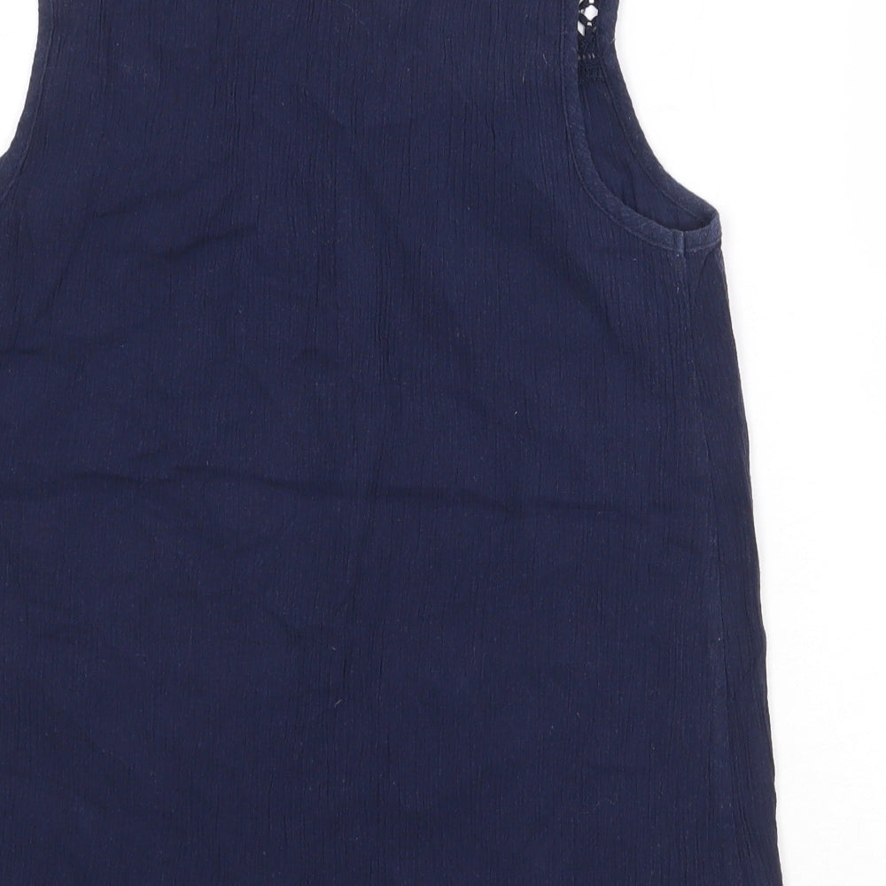 Avenue Womens Blue Cotton Basic Blouse Size 8 Round Neck