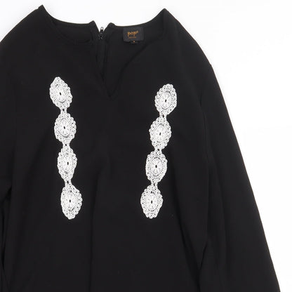 Pop England Womens Black Polyester Basic Blouse Size S V-Neck
