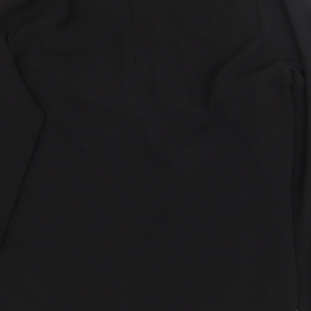 Pop England Womens Black Polyester Basic Blouse Size S V-Neck