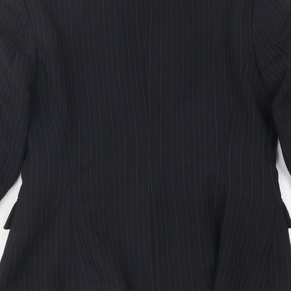 Bay Womens Black Striped Polyester Jacket Blazer Size 8