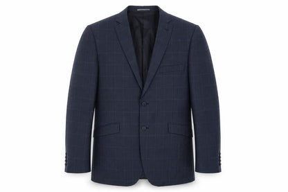 T L Mens Blue Check Polyester Jacket Suit Jacket Size 46
