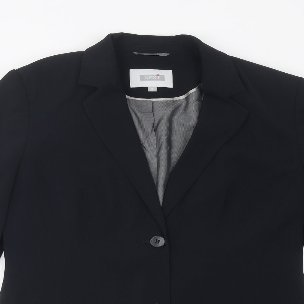 NEXT Womens Black Polyurethane Jacket Suit Jacket Size 10