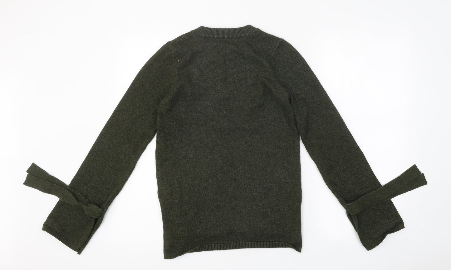 LOVE KNITWEAR Womens Green Crew Neck Viscose Pullover Jumper Size 8