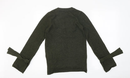LOVE KNITWEAR Womens Green Crew Neck Viscose Pullover Jumper Size 8