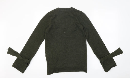 LOVE KNITWEAR Womens Green Crew Neck Viscose Pullover Jumper Size 8