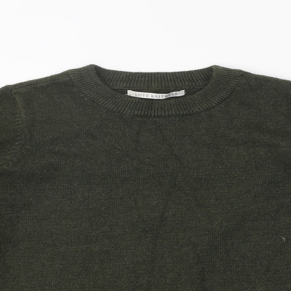 LOVE KNITWEAR Womens Green Crew Neck Viscose Pullover Jumper Size 8