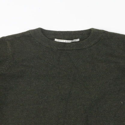 LOVE KNITWEAR Womens Green Crew Neck Viscose Pullover Jumper Size 8