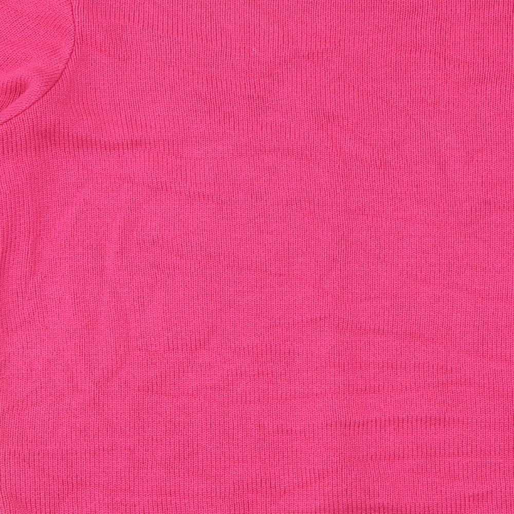 Damart Womens Pink Round Neck Cotton Pullover Jumper Size 14