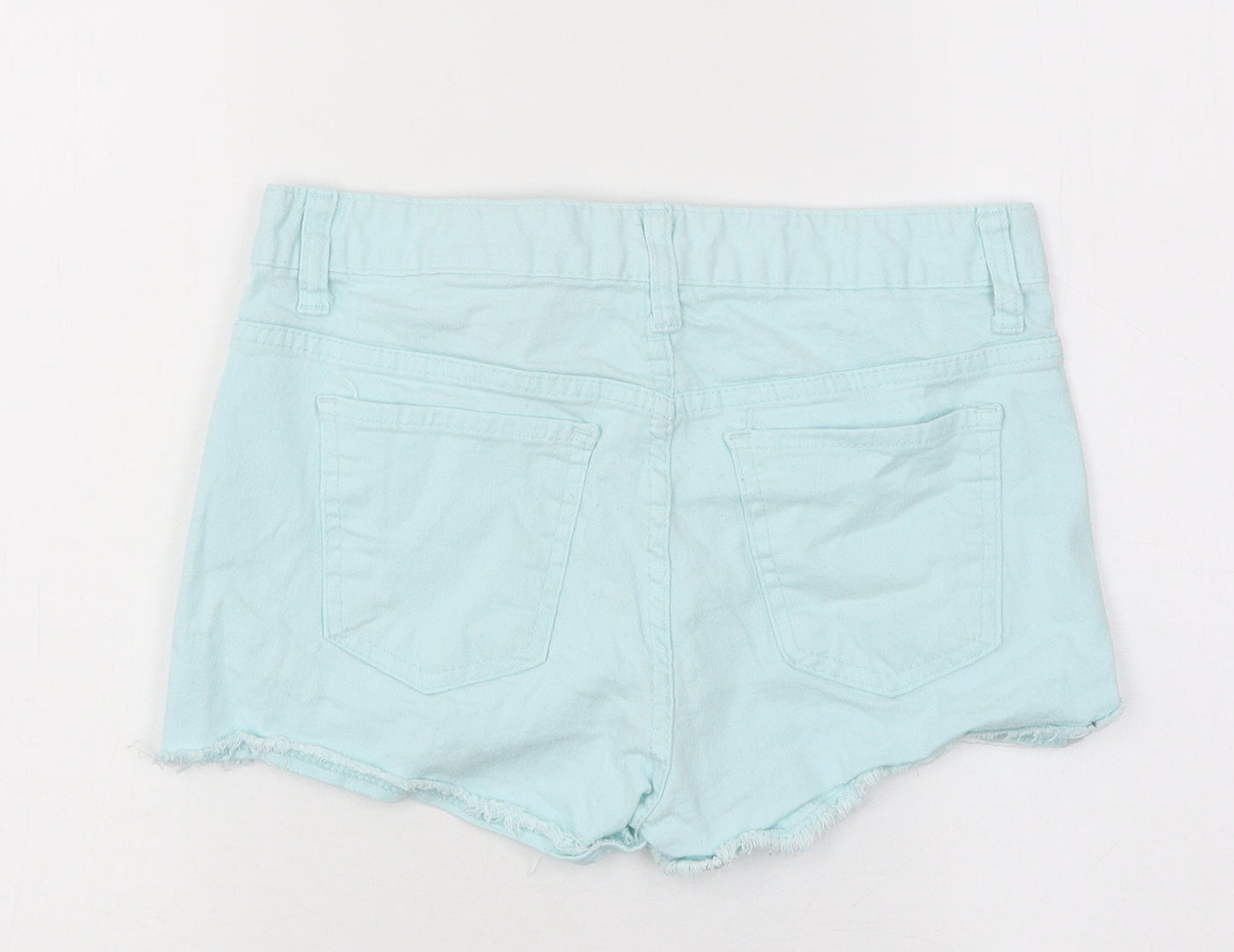 H&M Womens Blue 100% Cotton Hot Pants Shorts Size S L4 in Regular Zip