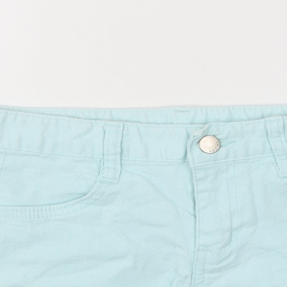 H&M Womens Blue 100% Cotton Hot Pants Shorts Size S L4 in Regular Zip
