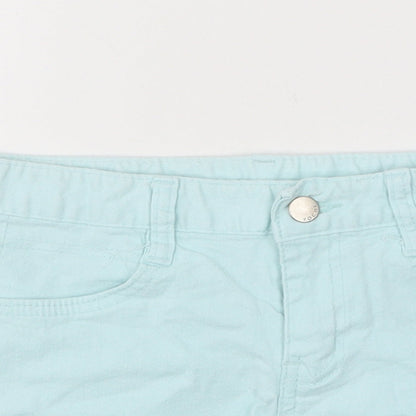 H&M Womens Blue 100% Cotton Hot Pants Shorts Size S L4 in Regular Zip