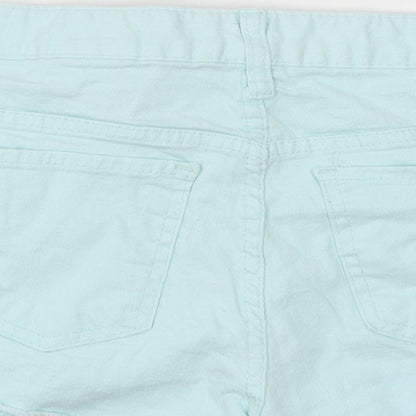 H&M Womens Blue 100% Cotton Hot Pants Shorts Size S L4 in Regular Zip