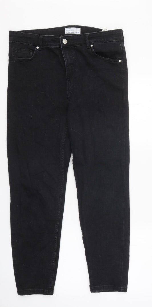Bershka Womens Black Cotton Skinny Jeans Size 34 in L28 in Regular Zip