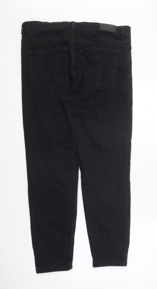 Bershka Womens Black Cotton Skinny Jeans Size 34 in L28 in Regular Zip