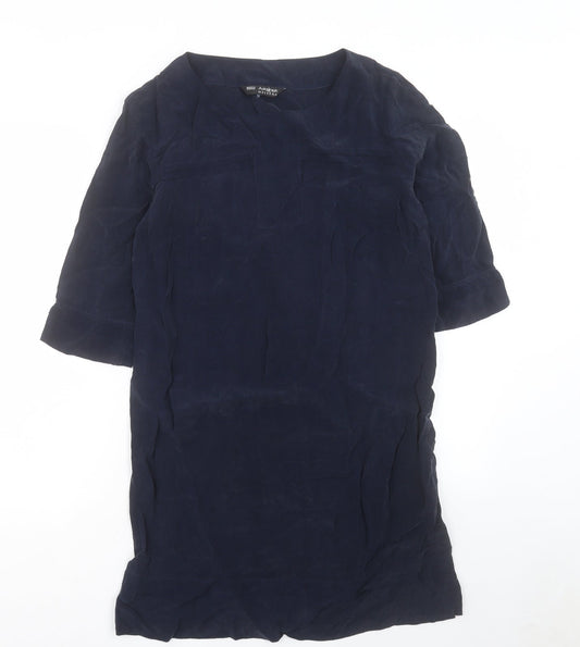 Autograph Womens Blue Cupro Shift Size 12 Round Neck Pullover