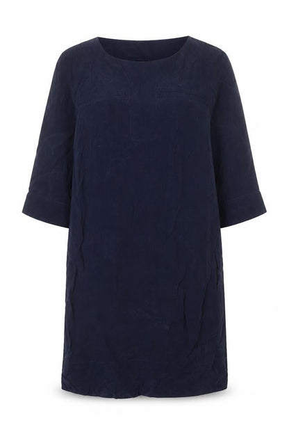 Autograph Womens Blue Cupro Shift Size 12 Round Neck Pullover