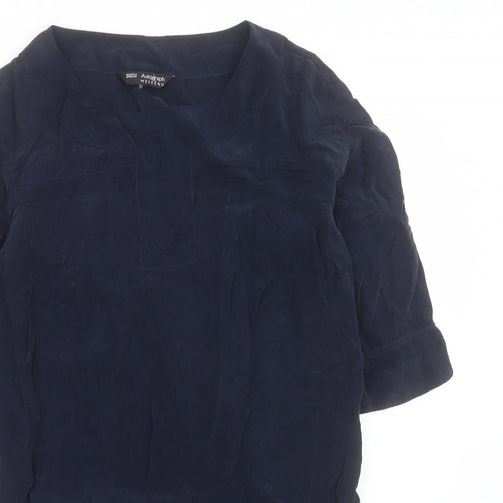 Autograph Womens Blue Cupro Shift Size 12 Round Neck Pullover