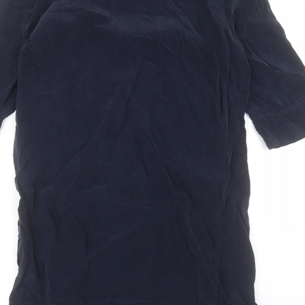 Autograph Womens Blue Cupro Shift Size 12 Round Neck Pullover