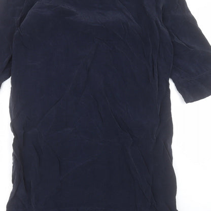 Autograph Womens Blue Cupro Shift Size 12 Round Neck Pullover