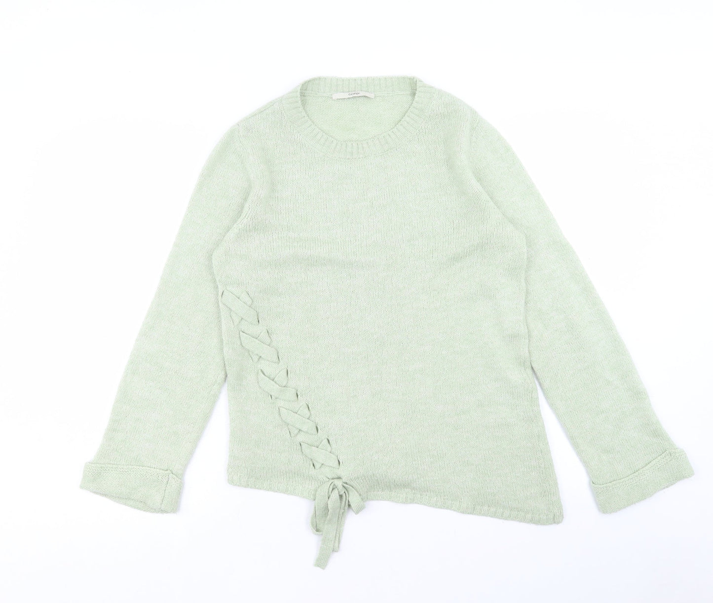 George Womens Green Round Neck Acrylic Pullover Jumper Size 12