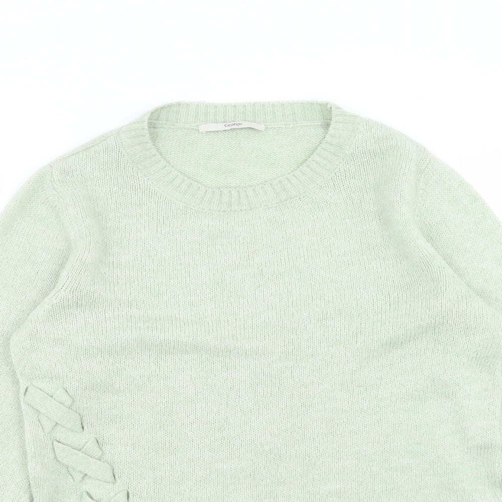 George Womens Green Round Neck Acrylic Pullover Jumper Size 12