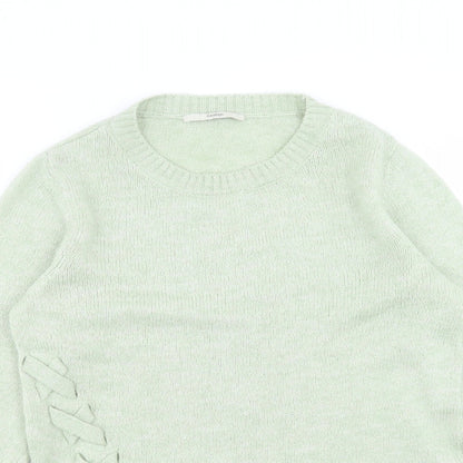 George Womens Green Round Neck Acrylic Pullover Jumper Size 12