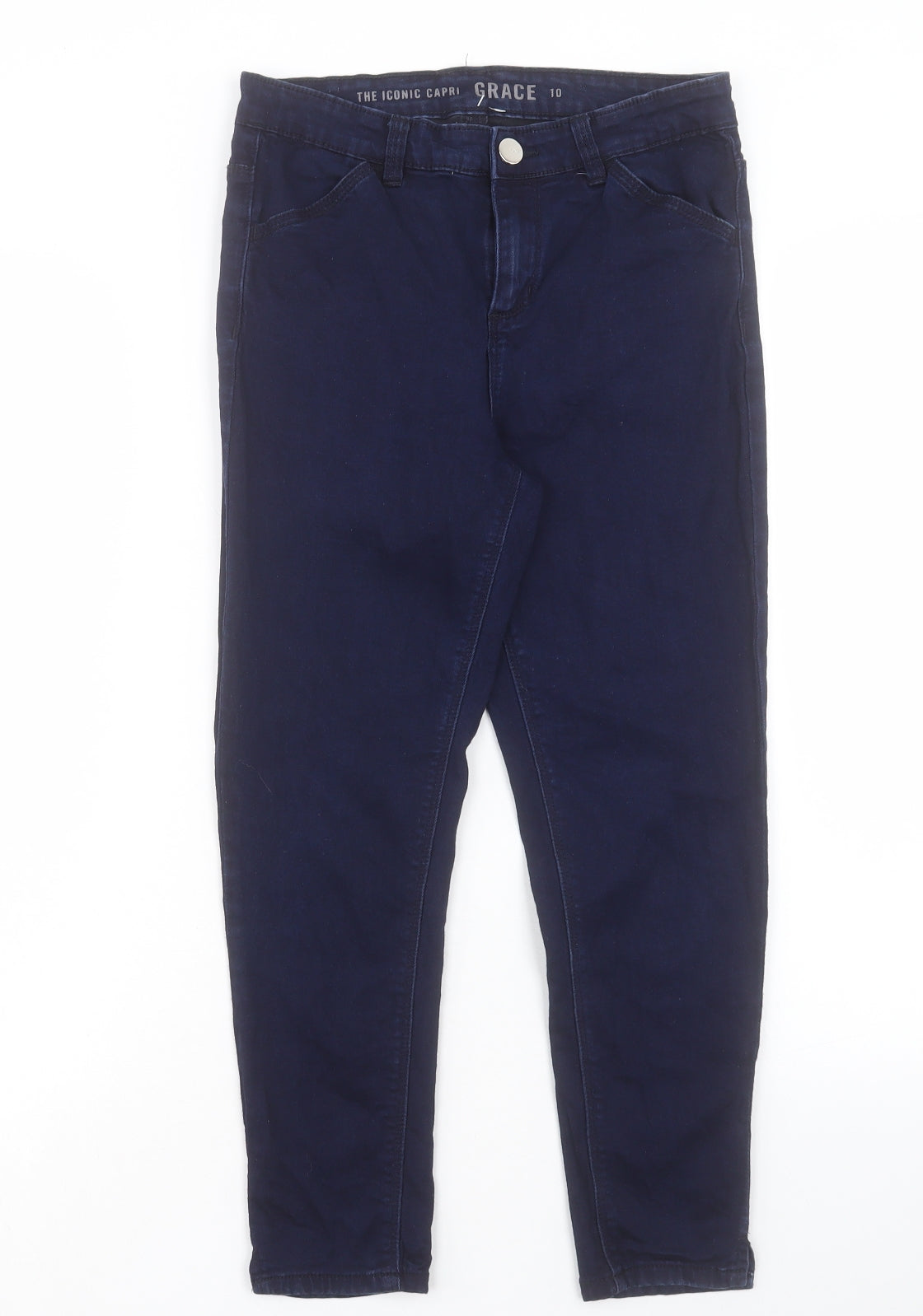 Oasis Womens Blue Cotton Straight Jeans Size 10 L24 in Regular Buckle