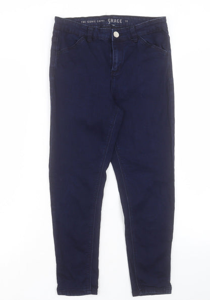 Oasis Womens Blue Cotton Straight Jeans Size 10 L24 in Regular Buckle