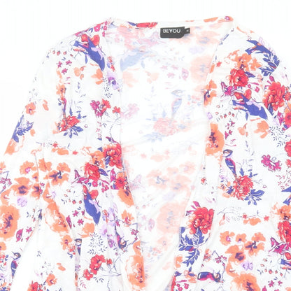 Be You K Womens Multicoloured V-Neck Floral Viscose Cardigan Jumper Size 14