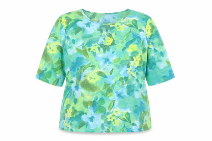Mermaid Womens Multicoloured Floral Polyamide Basic Blouse Size L Round Neck