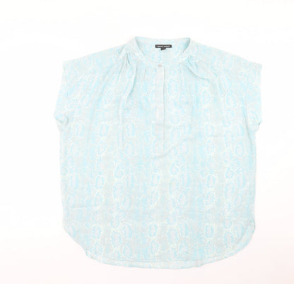 Hilary Radley Womens Blue Animal Print Polyester Basic Blouse Size XL Round Neck - Snake Print