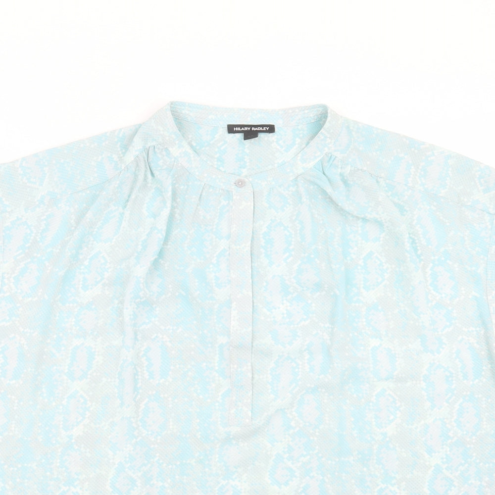 Hilary Radley Womens Blue Animal Print Polyester Basic Blouse Size XL Round Neck - Snake Print