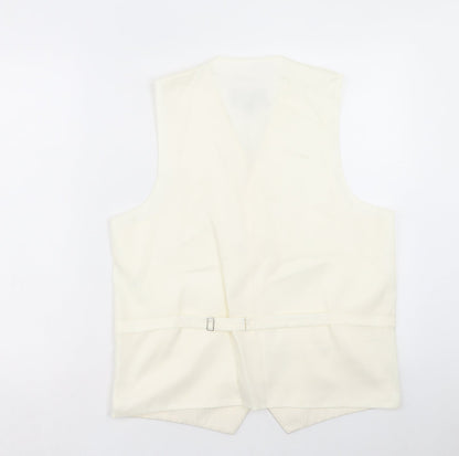 Heirloom Collectibles Mens Ivory Polyester Jacket Suit Waistcoat Size 38
