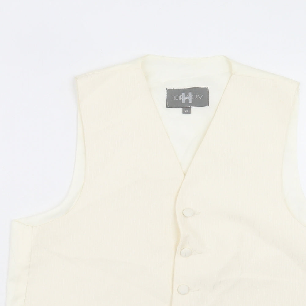 Heirloom Collectibles Mens Ivory Polyester Jacket Suit Waistcoat Size 38