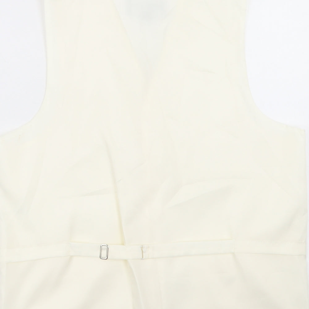 Heirloom Collectibles Mens Ivory Polyester Jacket Suit Waistcoat Size 38