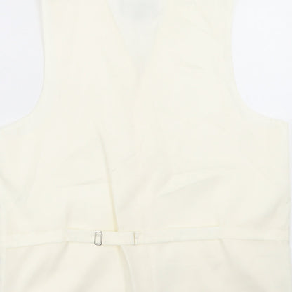 Heirloom Collectibles Mens Ivory Polyester Jacket Suit Waistcoat Size 38